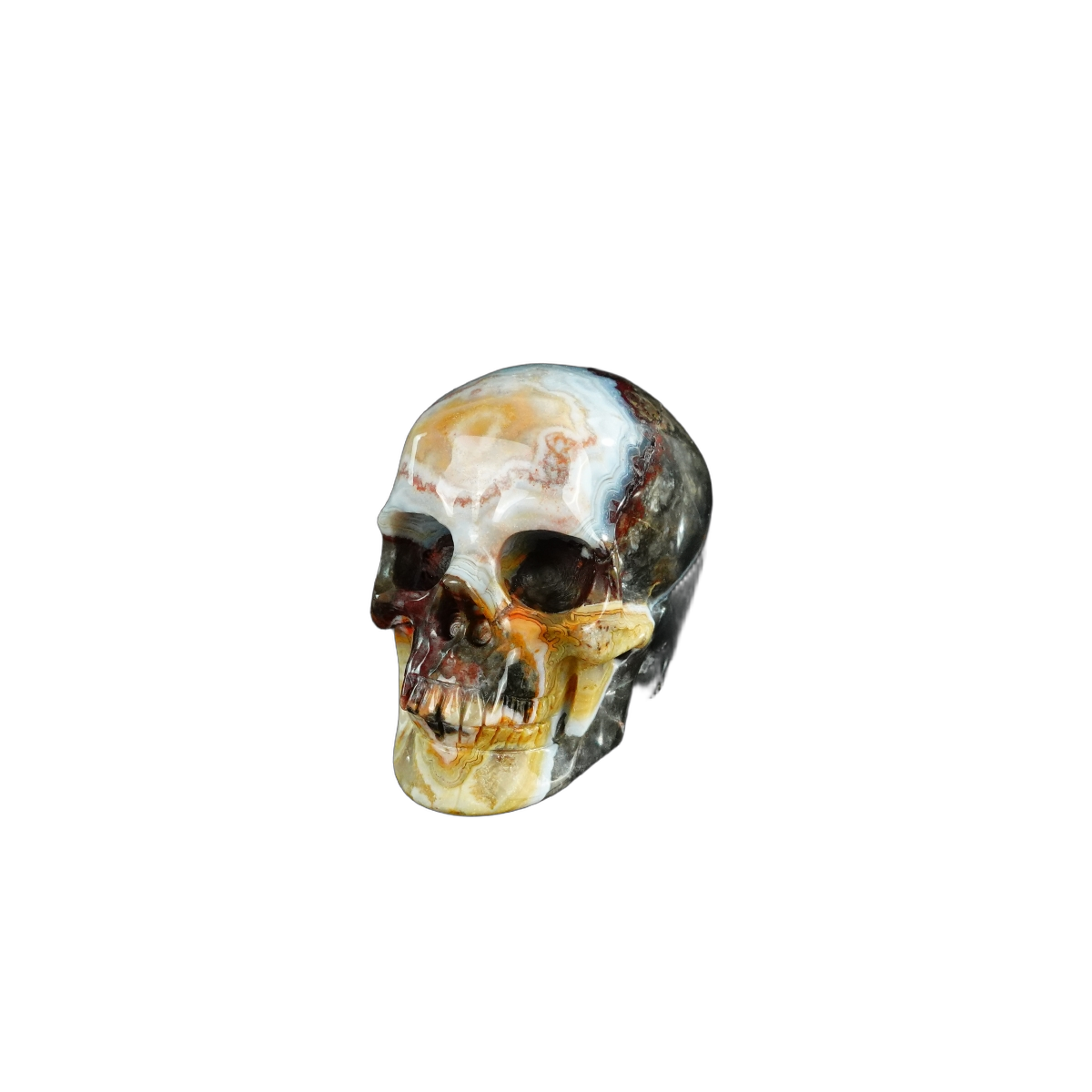 2.2" Red Crazy Lace Agate Crystal Skull Carving - Unique Piece #RC16