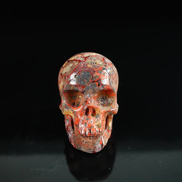 2.2" Red Crazy Lace Agate Crystal Skull Carving - Unique Piece #RC17