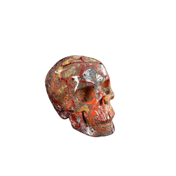 2.2" Red Crazy Lace Agate Crystal Skull Carving - Unique Piece #RC17 - alternate view