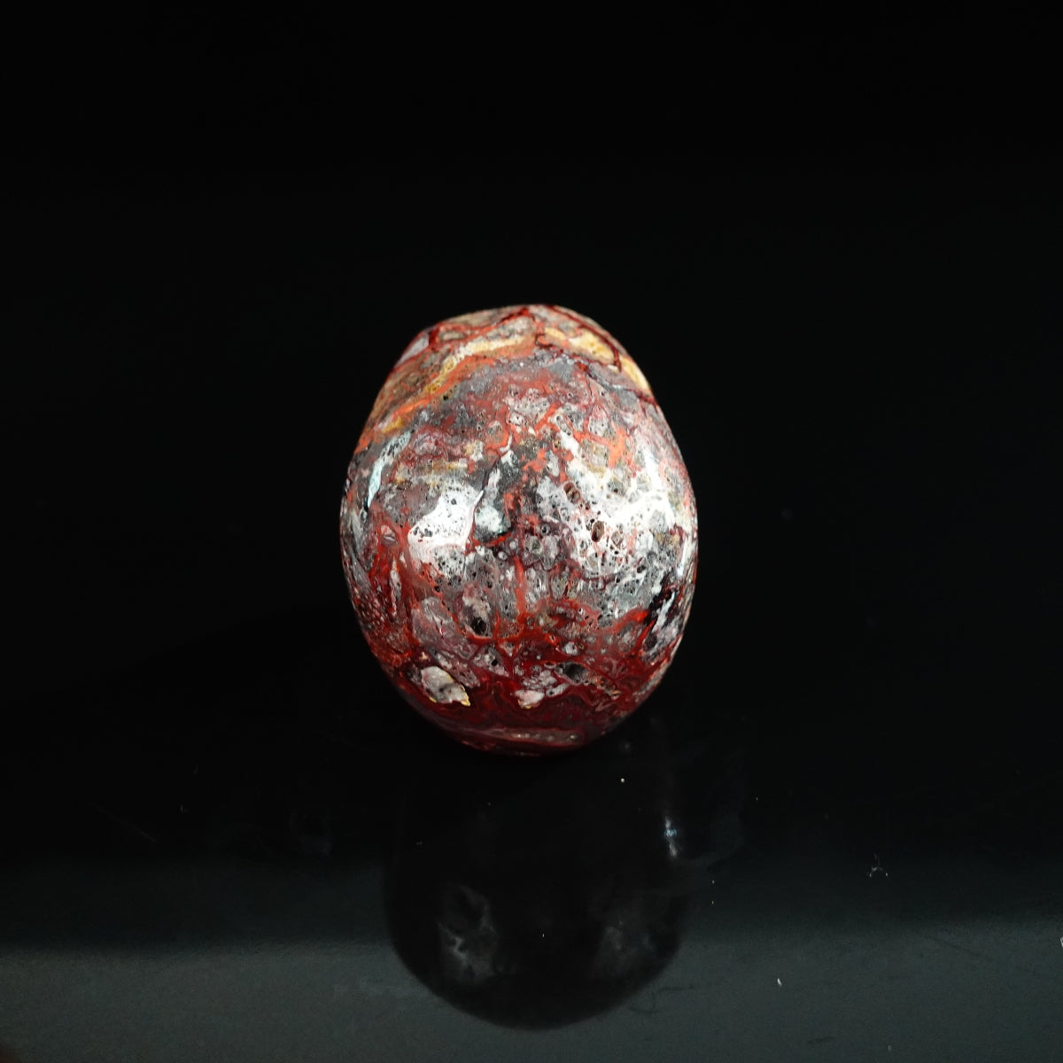 2.2" Red Crazy Lace Agate Crystal Skull Carving - Unique Piece #RC17