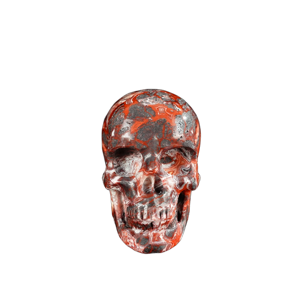 2.2" Red Crazy Lace Agate Crystal Skull Carving - Unique Piece #RC18