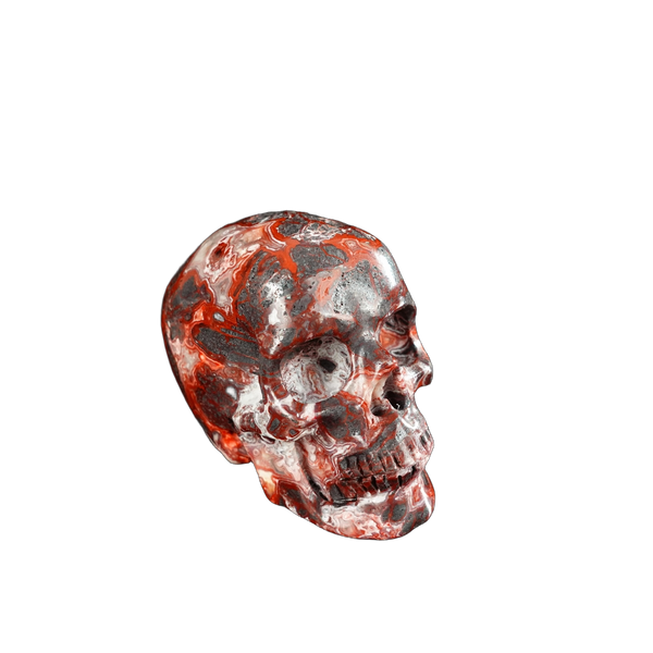 2.2" Red Crazy Lace Agate Crystal Skull Carving - Unique Piece #RC18 - alternate view