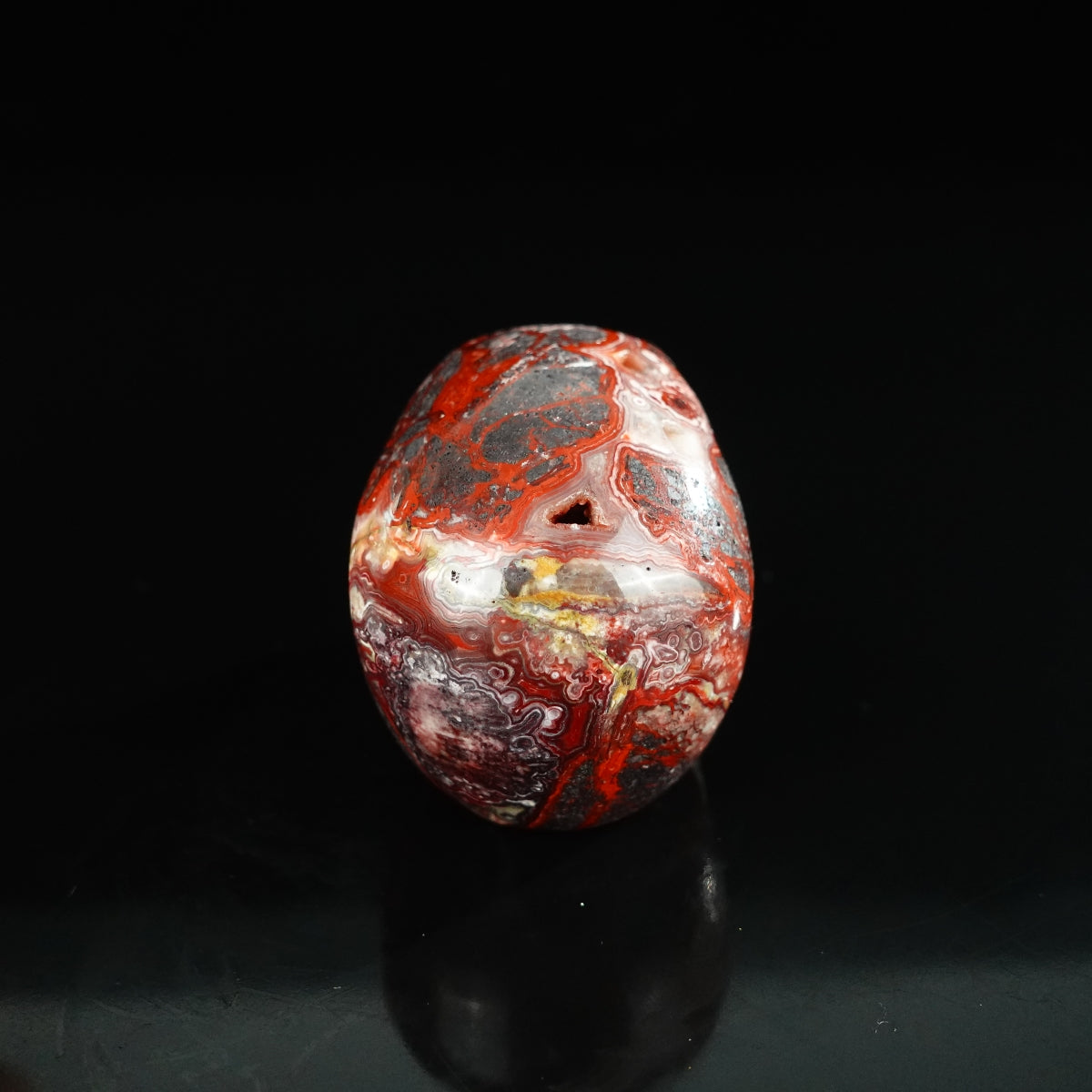 2.2" Red Crazy Lace Agate Crystal Skull Carving - Unique Piece #RC18
