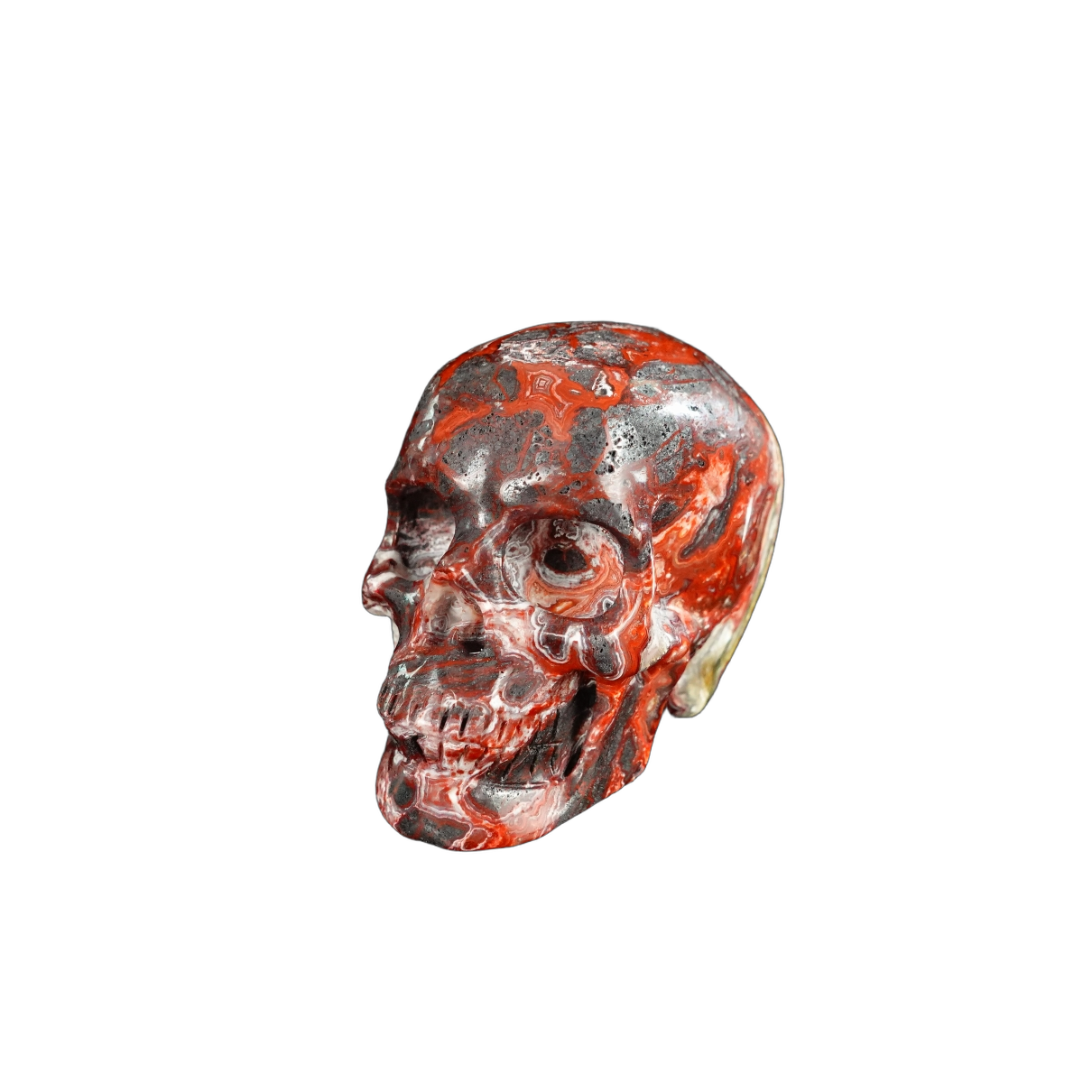 2.2" Red Crazy Lace Agate Crystal Skull Carving - Unique Piece #RC18
