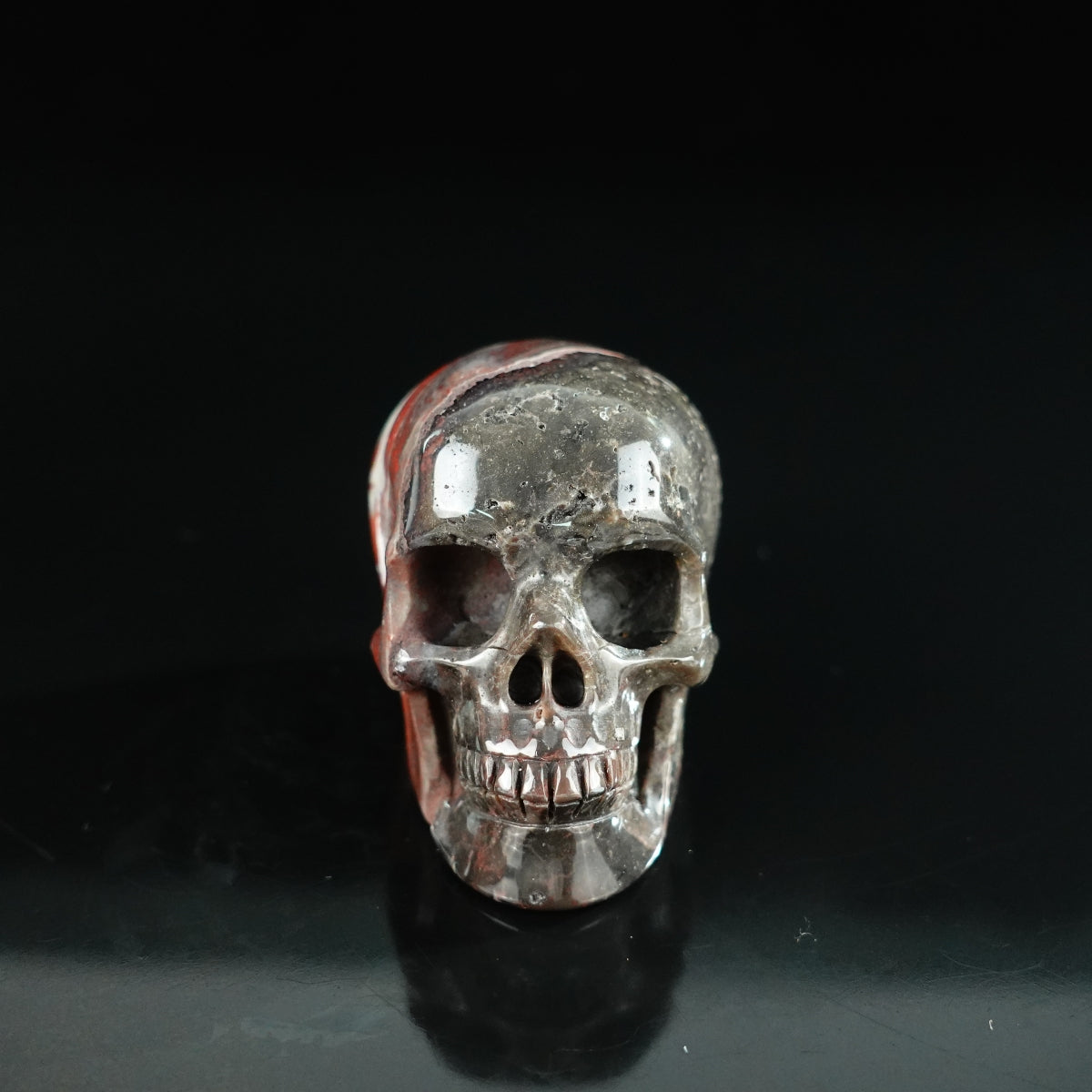 2.2" Red Crazy Lace Agate Crystal Skull Carving - Unique Piece #RC19