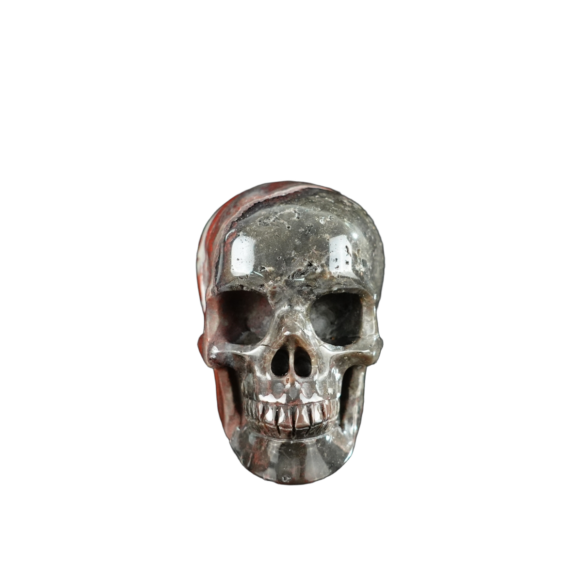 2.2" Red Crazy Lace Agate Crystal Skull Carving - Unique Piece #RC19