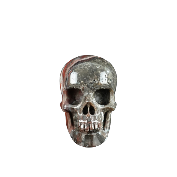 2.2" Red Crazy Lace Agate Crystal Skull Carving - Unique Piece #RC19