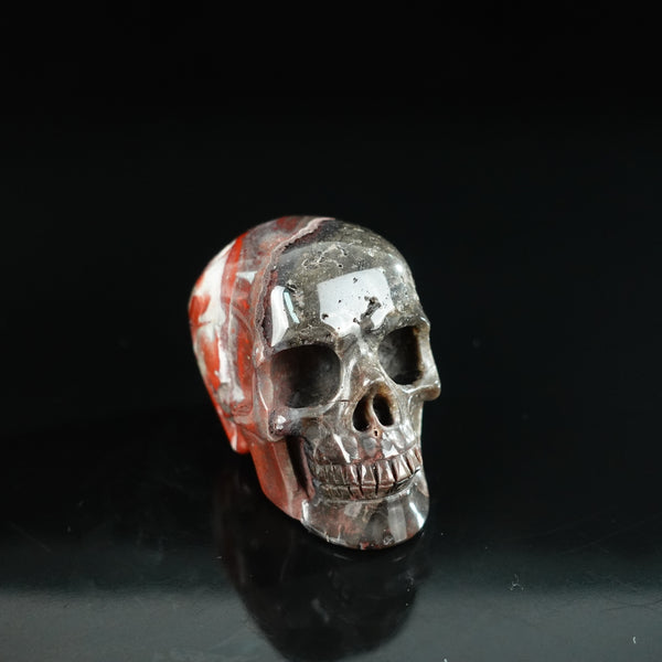 2.2" Red Crazy Lace Agate Crystal Skull Carving - Unique Piece #RC19 - alternate view