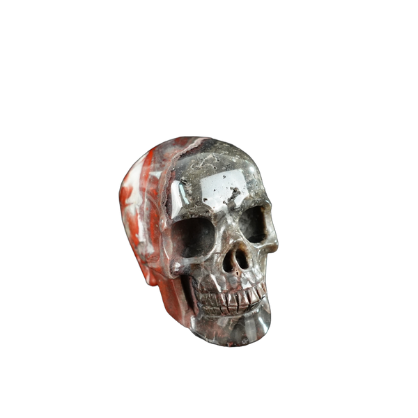 2.2" Red Crazy Lace Agate Crystal Skull Carving - Unique Piece #RC19 - alternate view