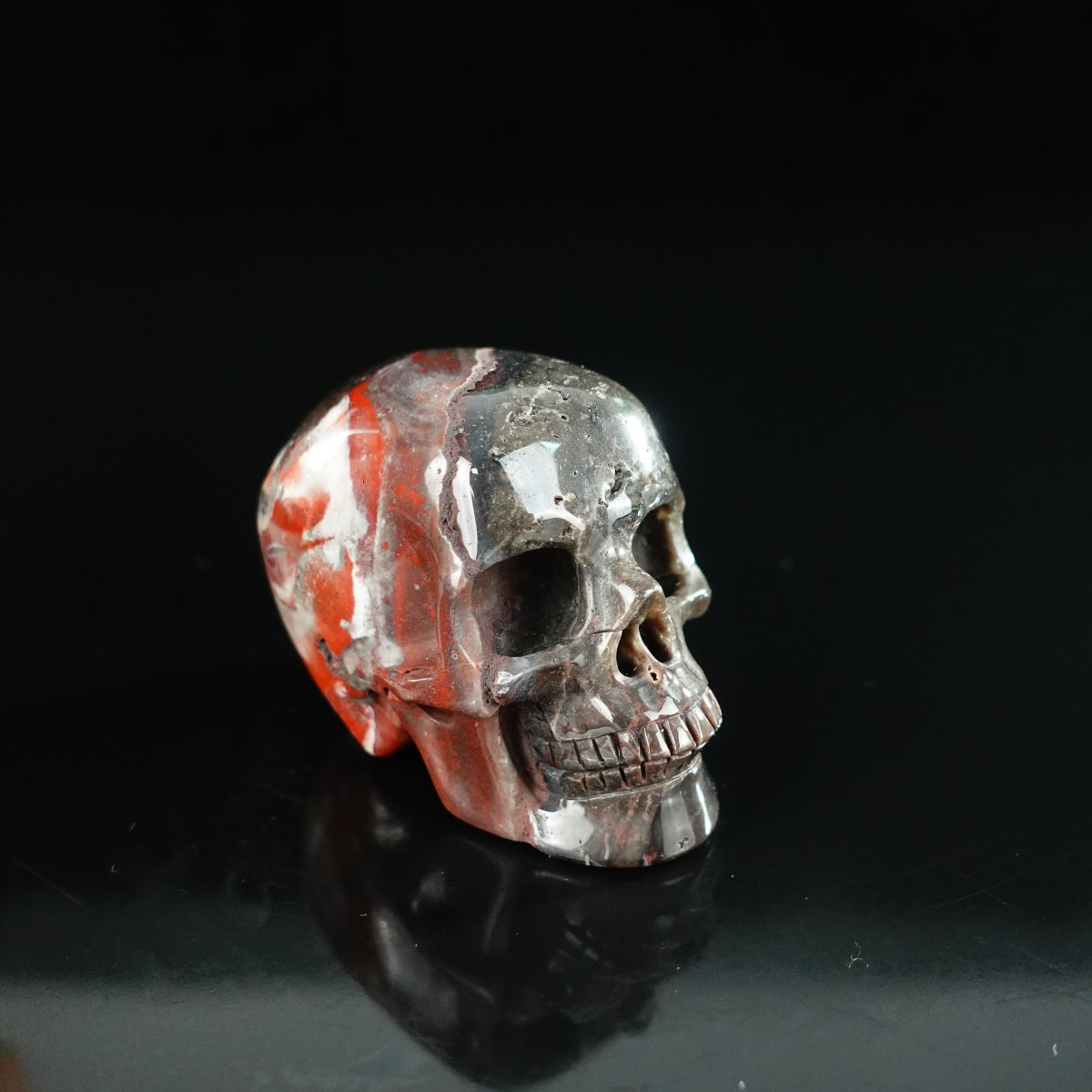 2.2" Red Crazy Lace Agate Crystal Skull Carving - Unique Piece #RC19