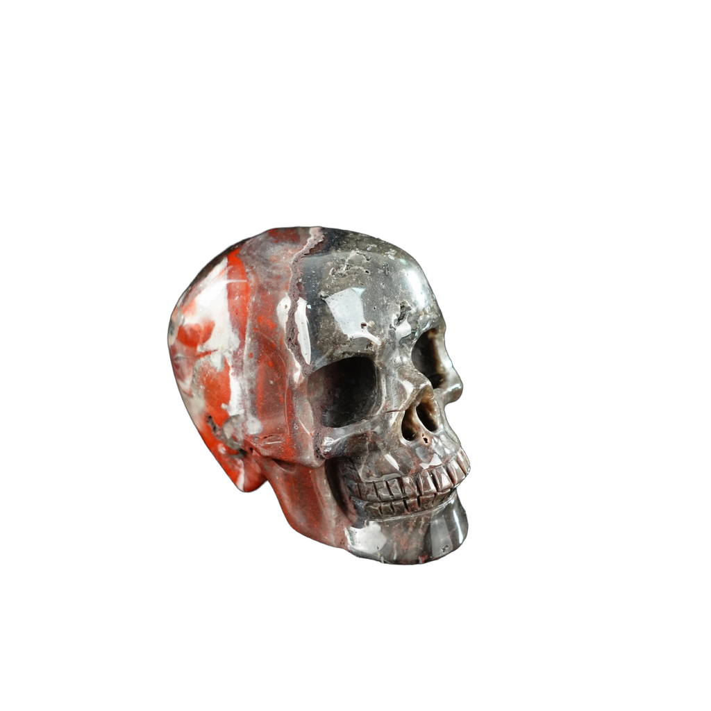 2.2" Red Crazy Lace Agate Crystal Skull Carving - Unique Piece #RC19