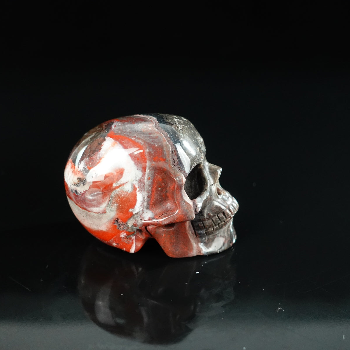 2.2" Red Crazy Lace Agate Crystal Skull Carving - Unique Piece #RC19