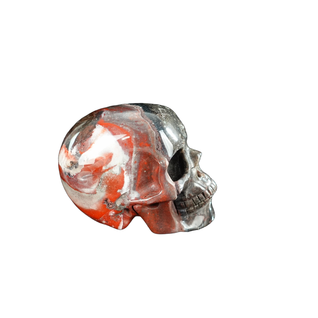 2.2" Red Crazy Lace Agate Crystal Skull Carving - Unique Piece #RC19