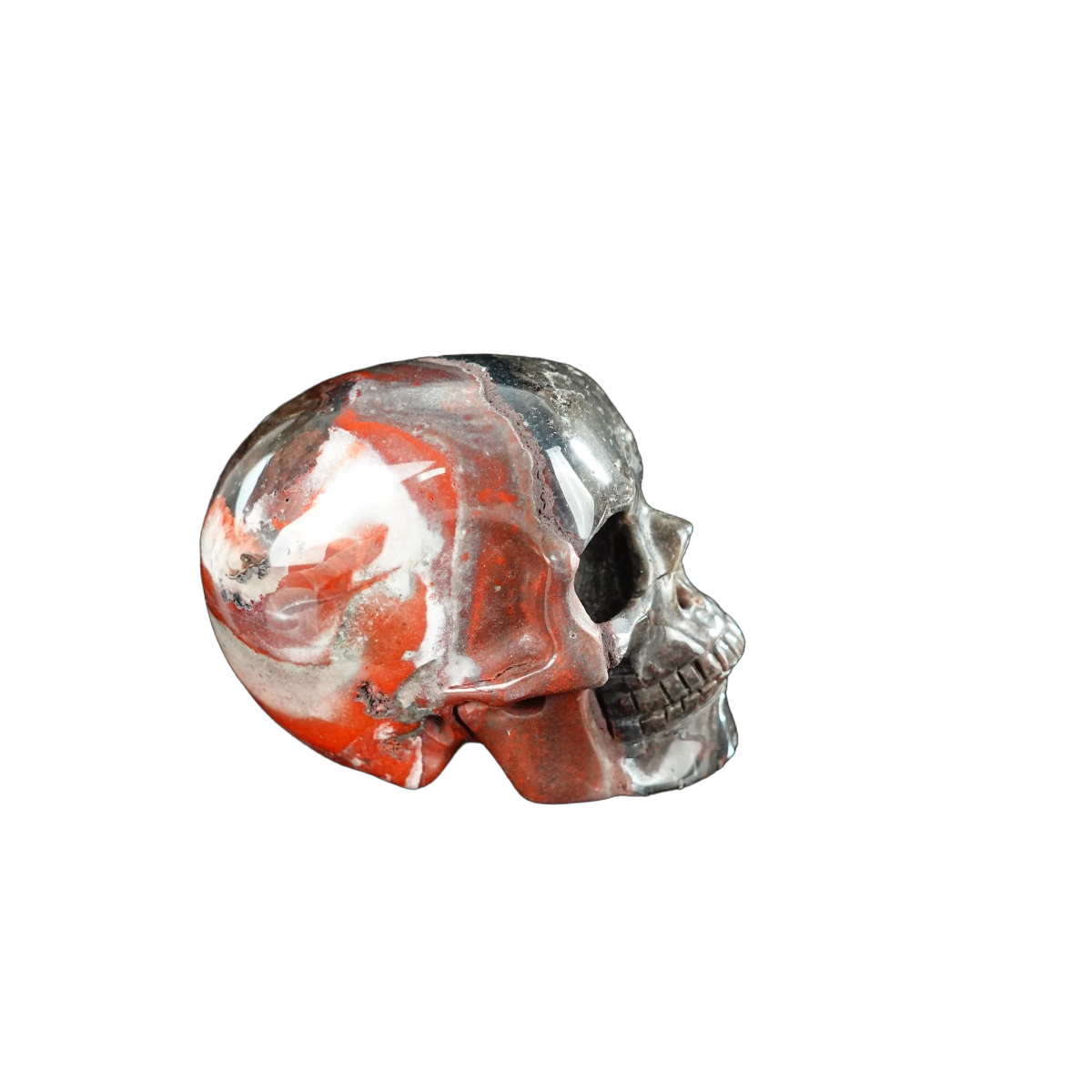 2.2" Red Crazy Lace Agate Crystal Skull Carving - Unique Piece #RC19