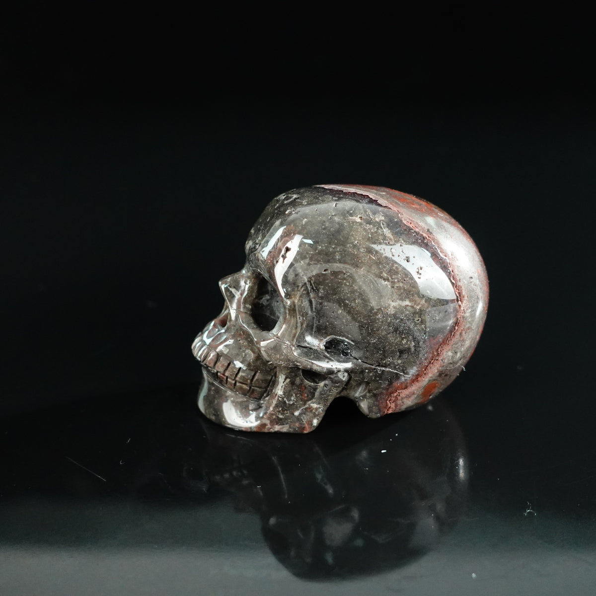 2.2" Red Crazy Lace Agate Crystal Skull Carving - Unique Piece #RC19