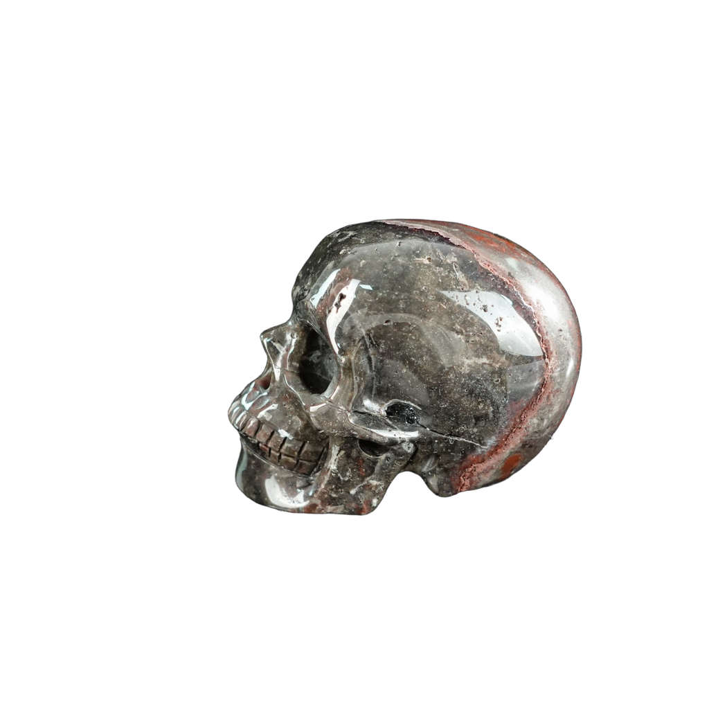 2.2" Red Crazy Lace Agate Crystal Skull Carving - Unique Piece #RC19