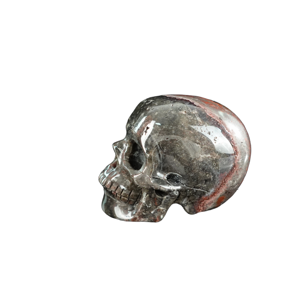 2.2" Red Crazy Lace Agate Crystal Skull Carving - Unique Piece #RC19