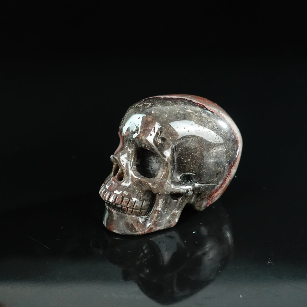 2.2" Red Crazy Lace Agate Crystal Skull Carving - Unique Piece #RC19