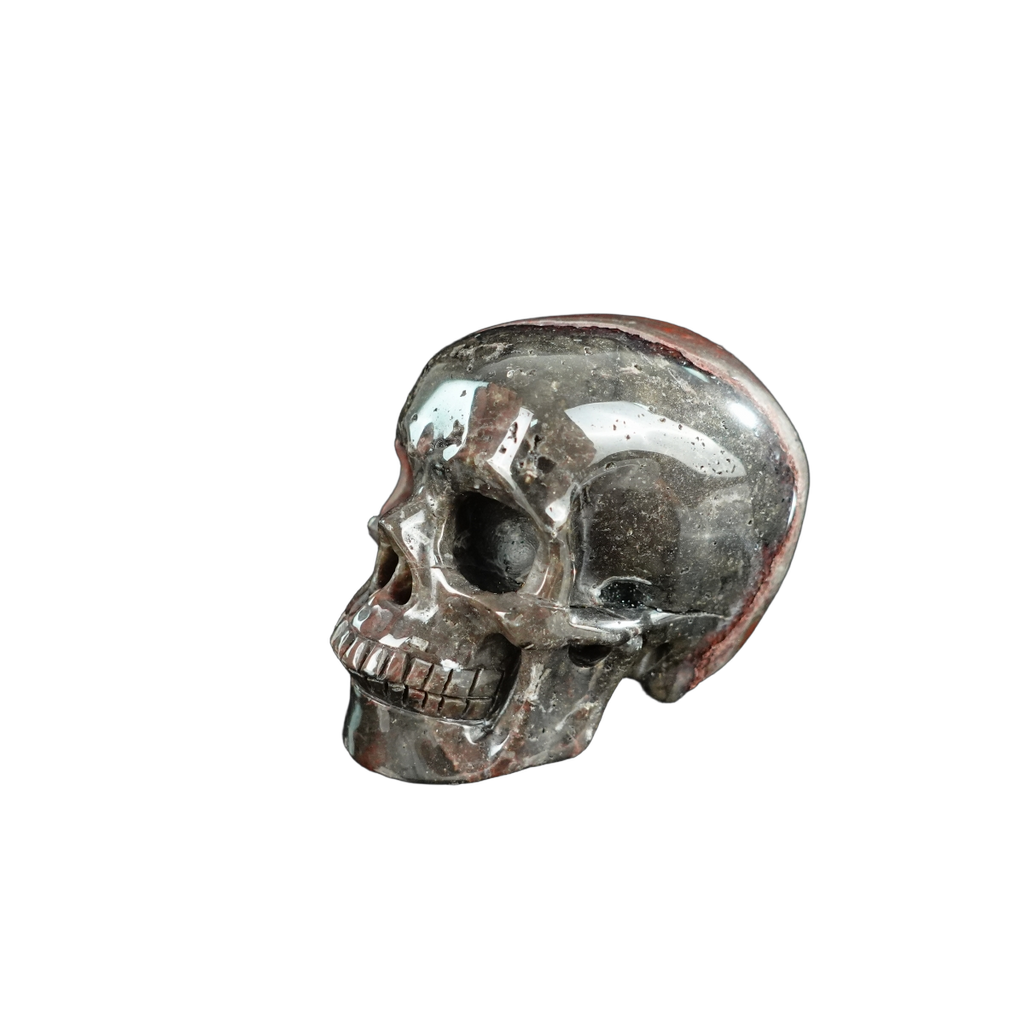 2.2" Red Crazy Lace Agate Crystal Skull Carving - Unique Piece #RC19
