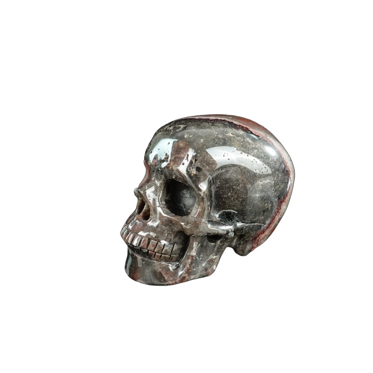 2.2" Red Crazy Lace Agate Crystal Skull Carving - Unique Piece #RC19