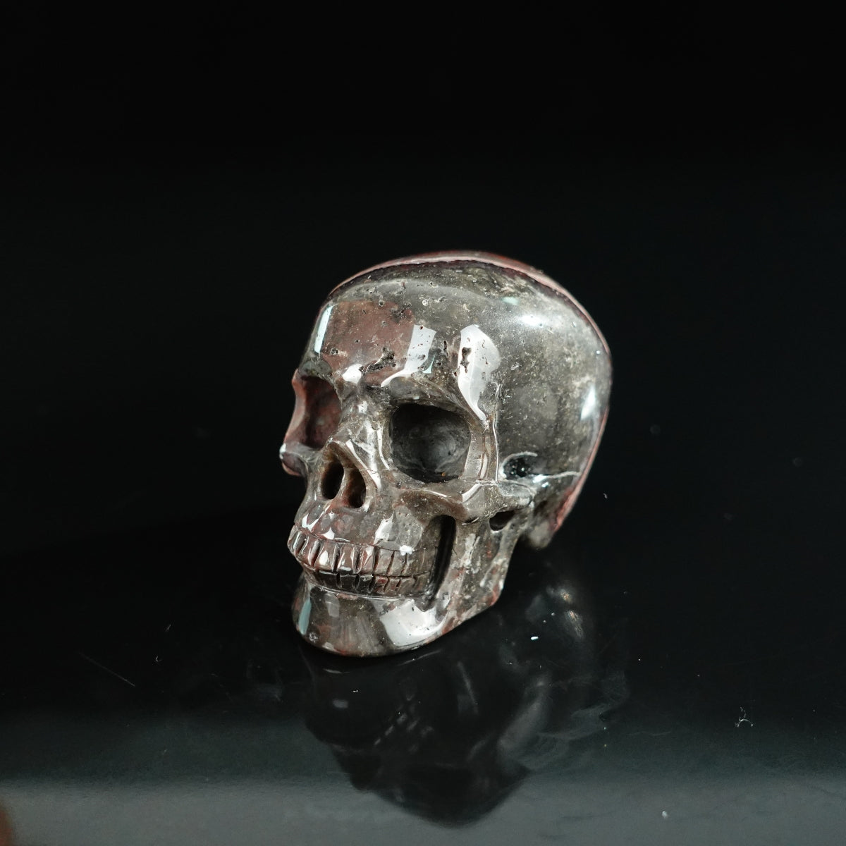 2.2" Red Crazy Lace Agate Crystal Skull Carving - Unique Piece #RC19