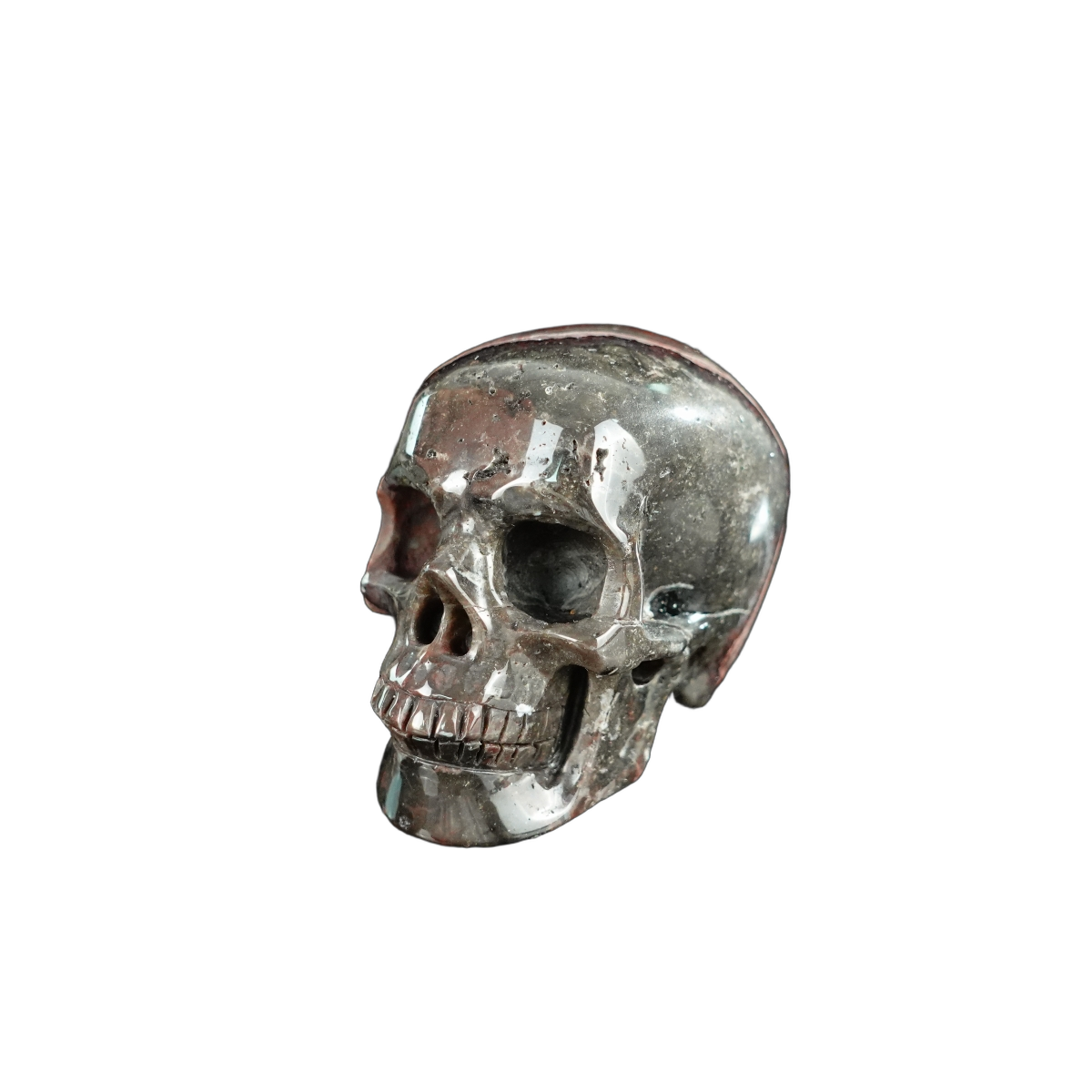 2.2" Red Crazy Lace Agate Crystal Skull Carving - Unique Piece #RC19