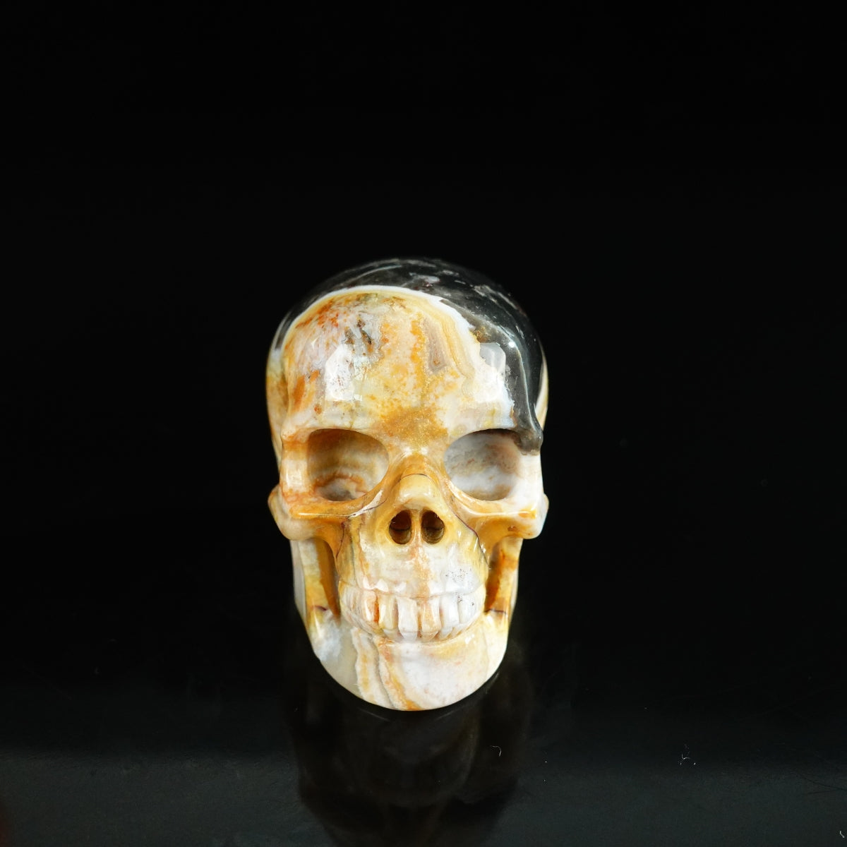 2.2" Red Crazy Lace Agate Crystal Skull Carving - Unique Piece #RC20
