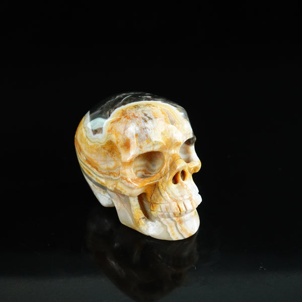 2.2" Red Crazy Lace Agate Crystal Skull Carving - Unique Piece #RC20 - alternate view