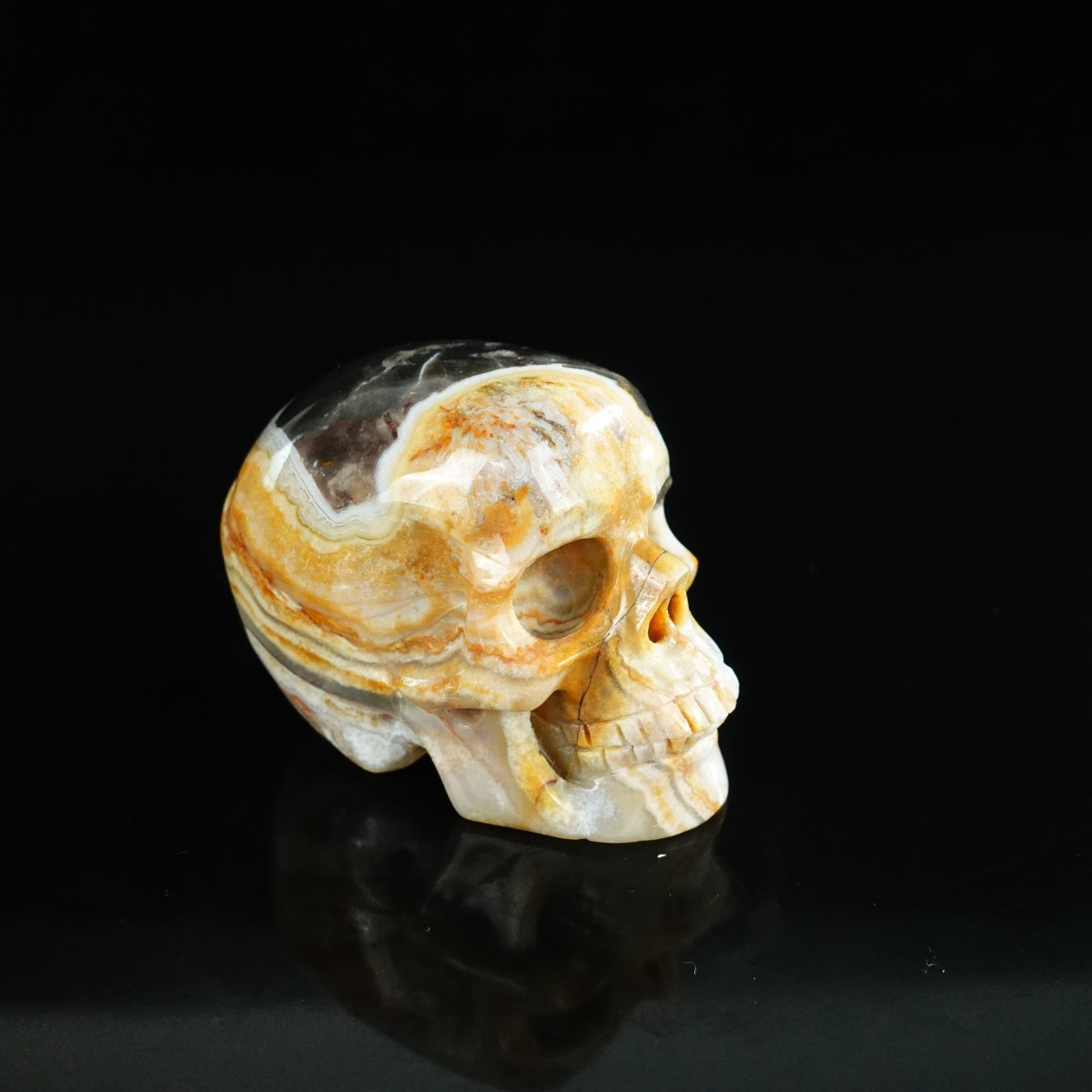 2.2" Red Crazy Lace Agate Crystal Skull Carving - Unique Piece #RC20