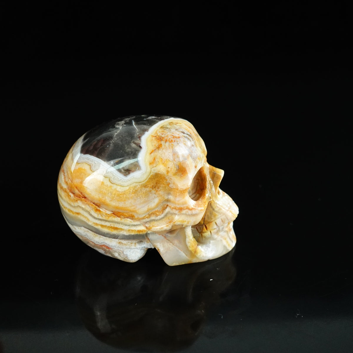 2.2" Red Crazy Lace Agate Crystal Skull Carving - Unique Piece #RC20