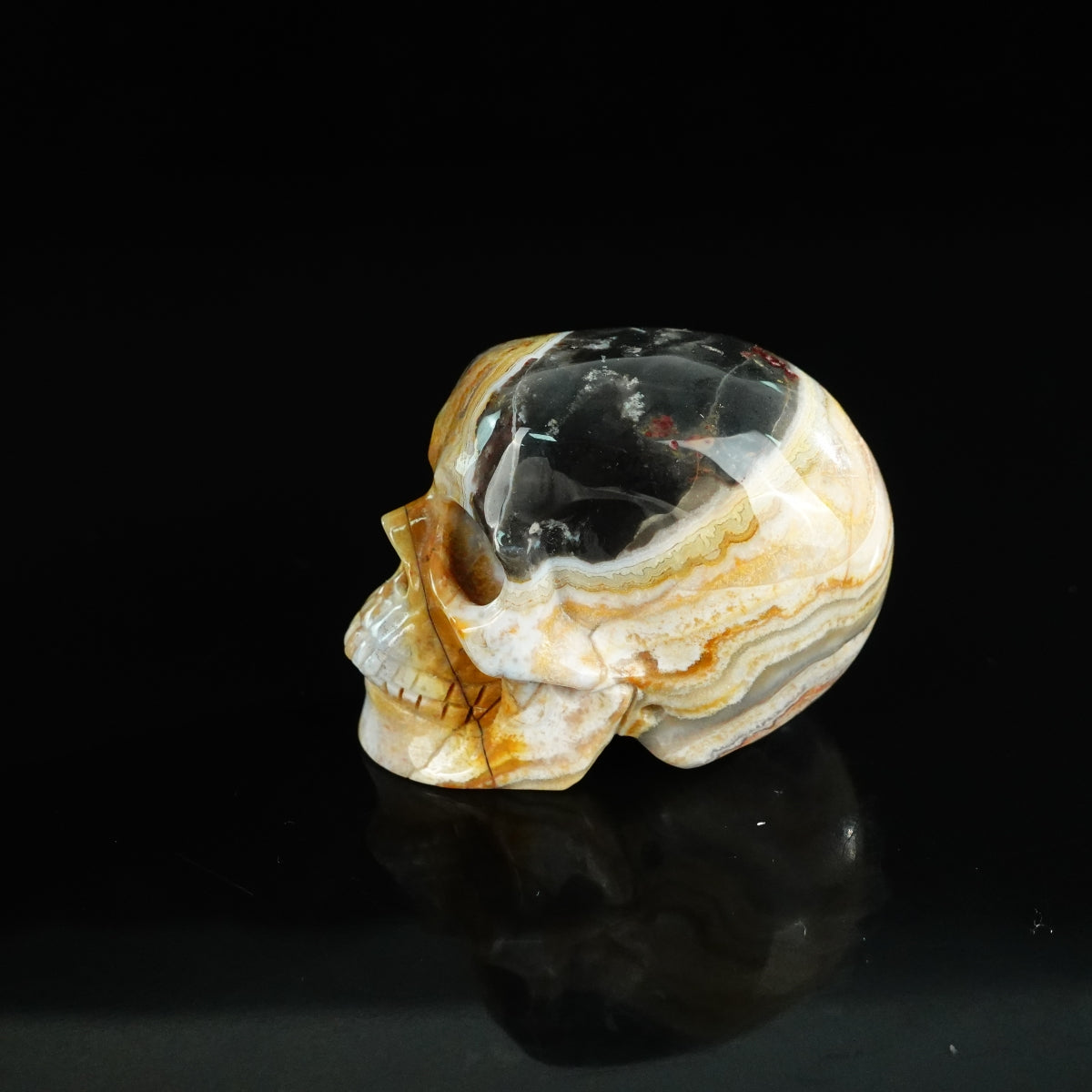 2.2" Red Crazy Lace Agate Crystal Skull Carving - Unique Piece #RC20