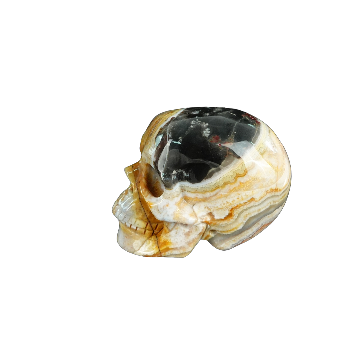 2.2" Red Crazy Lace Agate Crystal Skull Carving - Unique Piece #RC20