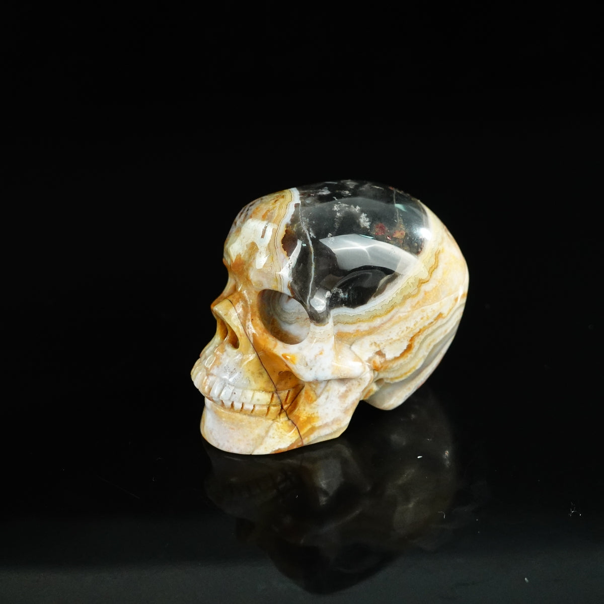 2.2" Red Crazy Lace Agate Crystal Skull Carving - Unique Piece #RC20