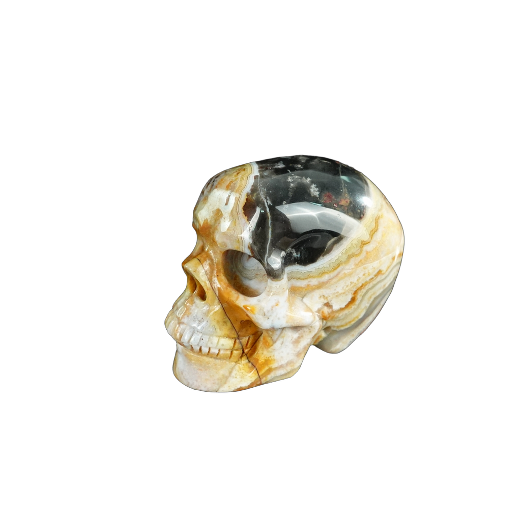 2.2" Red Crazy Lace Agate Crystal Skull Carving - Unique Piece #RC20