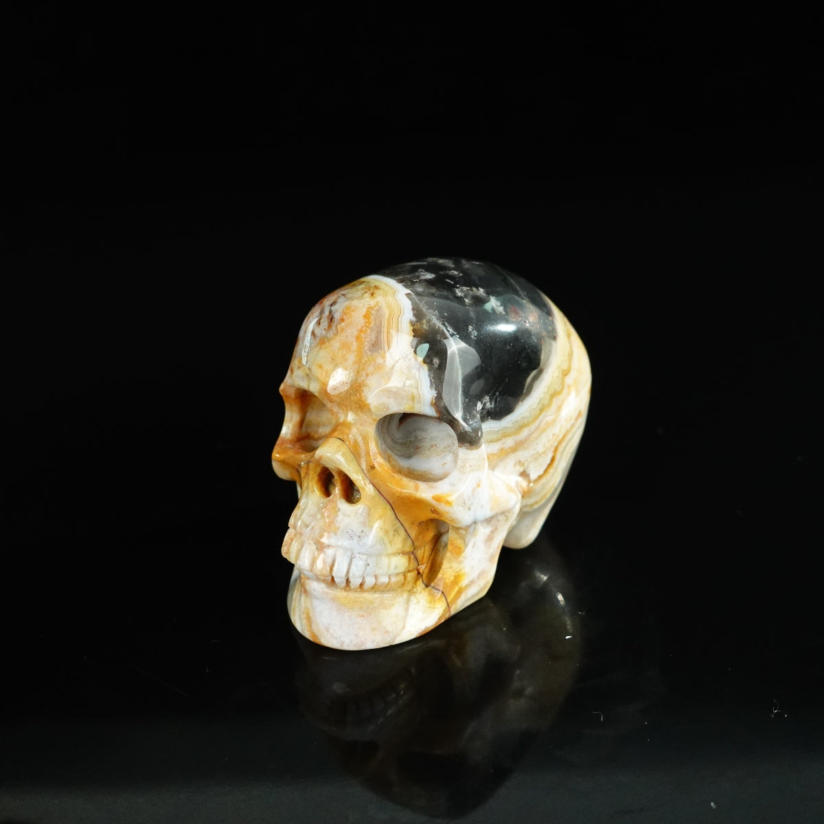 2.2" Red Crazy Lace Agate Crystal Skull Carving - Unique Piece #RC20