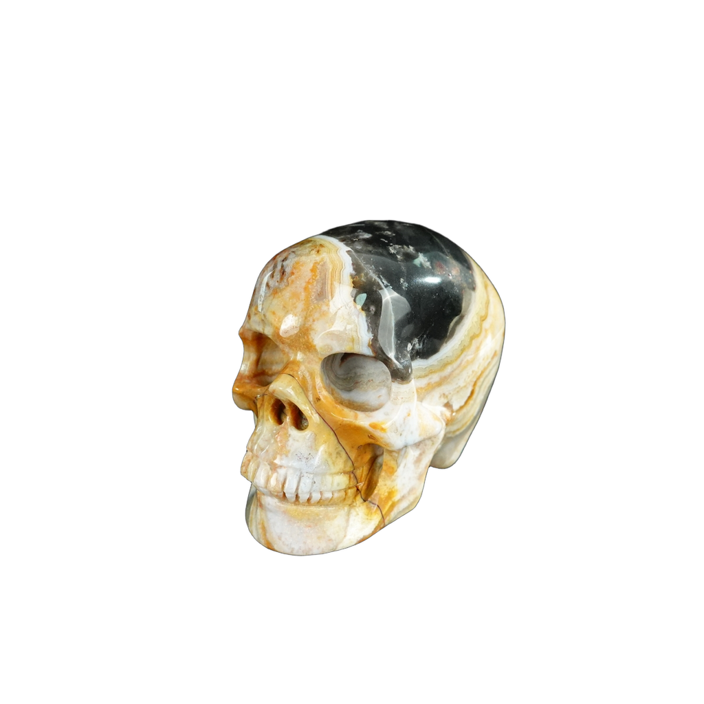 2.2" Red Crazy Lace Agate Crystal Skull Carving - Unique Piece #RC20