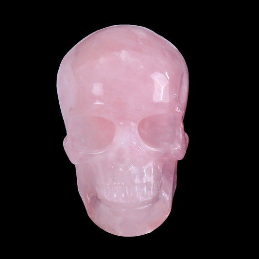 2.2" Rose Quartz Crystal Skull Carving - Hand Carved Decor