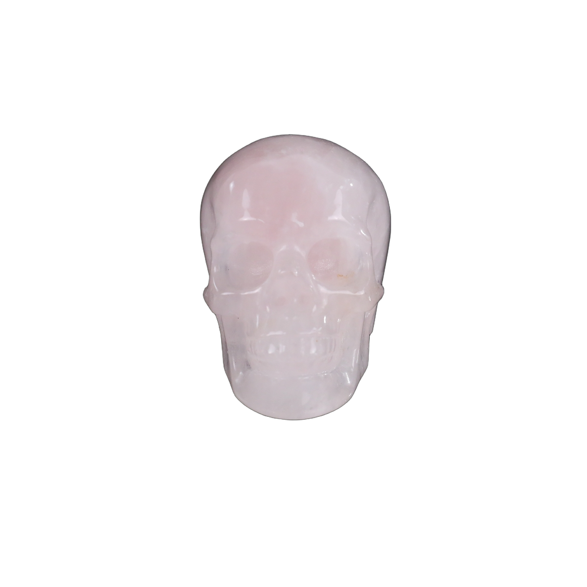 2.2" Rose Quartz Crystal Skull Carving - Hand Carved Decor