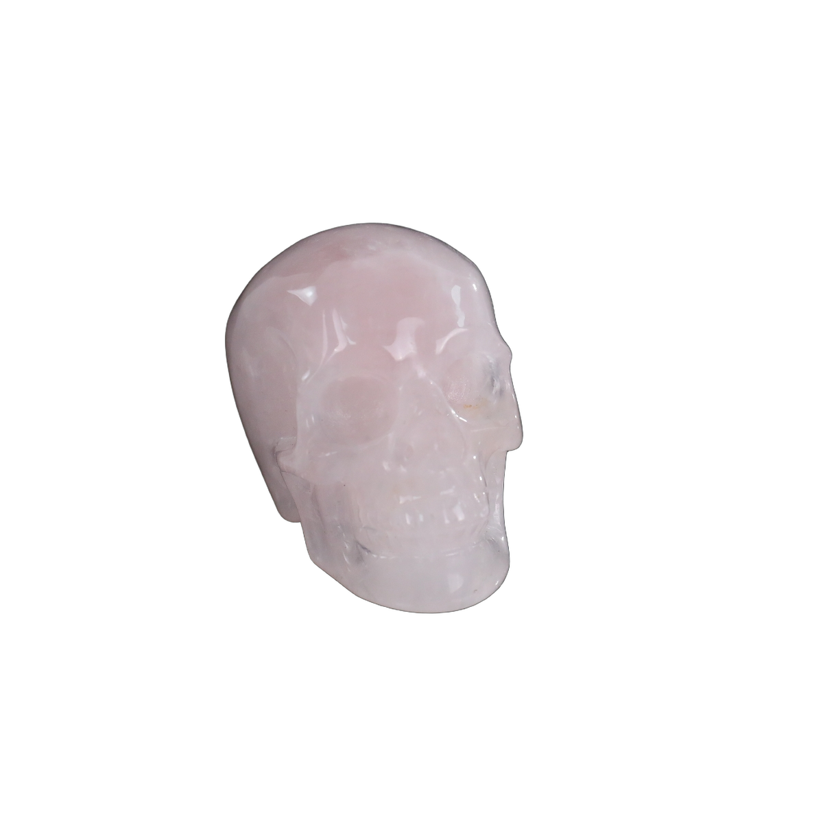 2.2" Rose Quartz Crystal Skull Carving - Hand Carved Decor