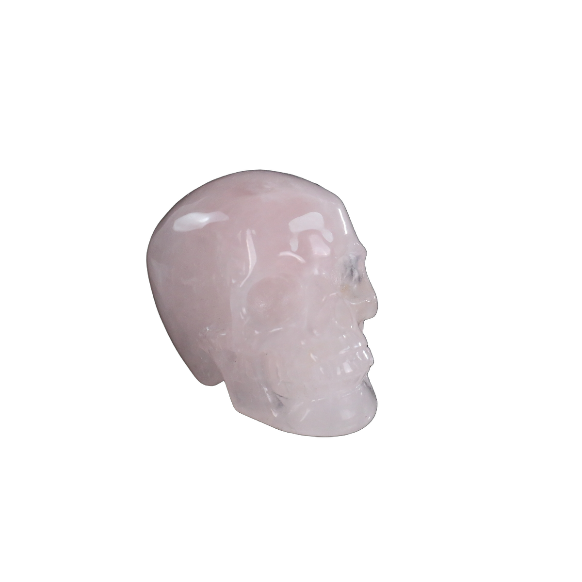 2.2" Rose Quartz Crystal Skull Carving - Hand Carved Decor