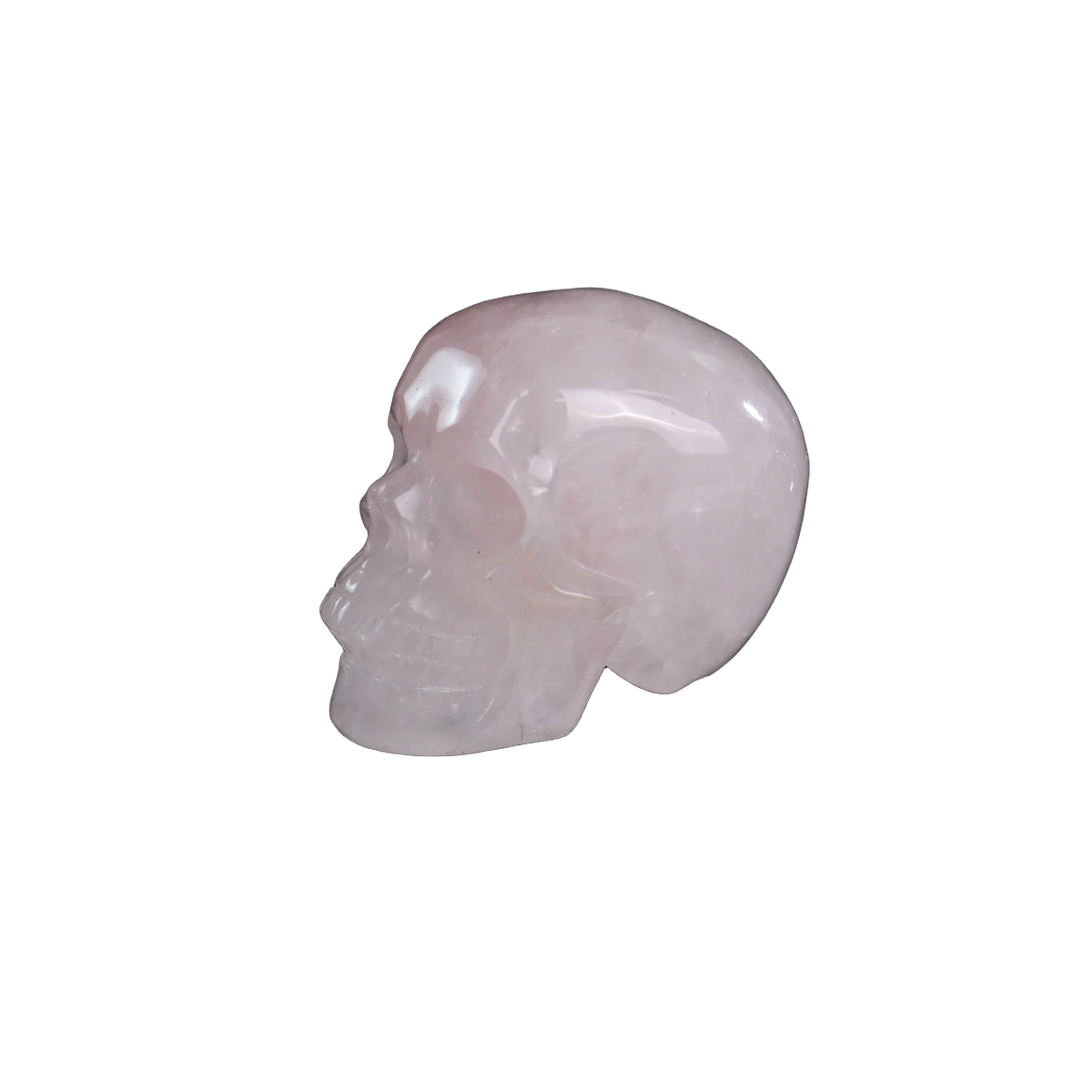 2.2" Rose Quartz Crystal Skull Carving - Hand Carved Decor