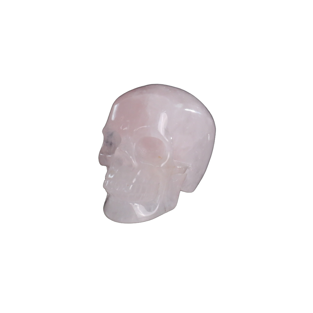 2.2" Rose Quartz Crystal Skull Carving - Hand Carved Decor