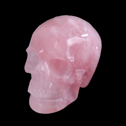 2.2" Rose Quartz Crystal Skull Carving - Hand Carved Decor