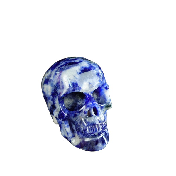 2.2" Sodalite Crystal Skull Carving - Hand Carved Decor - alternate view