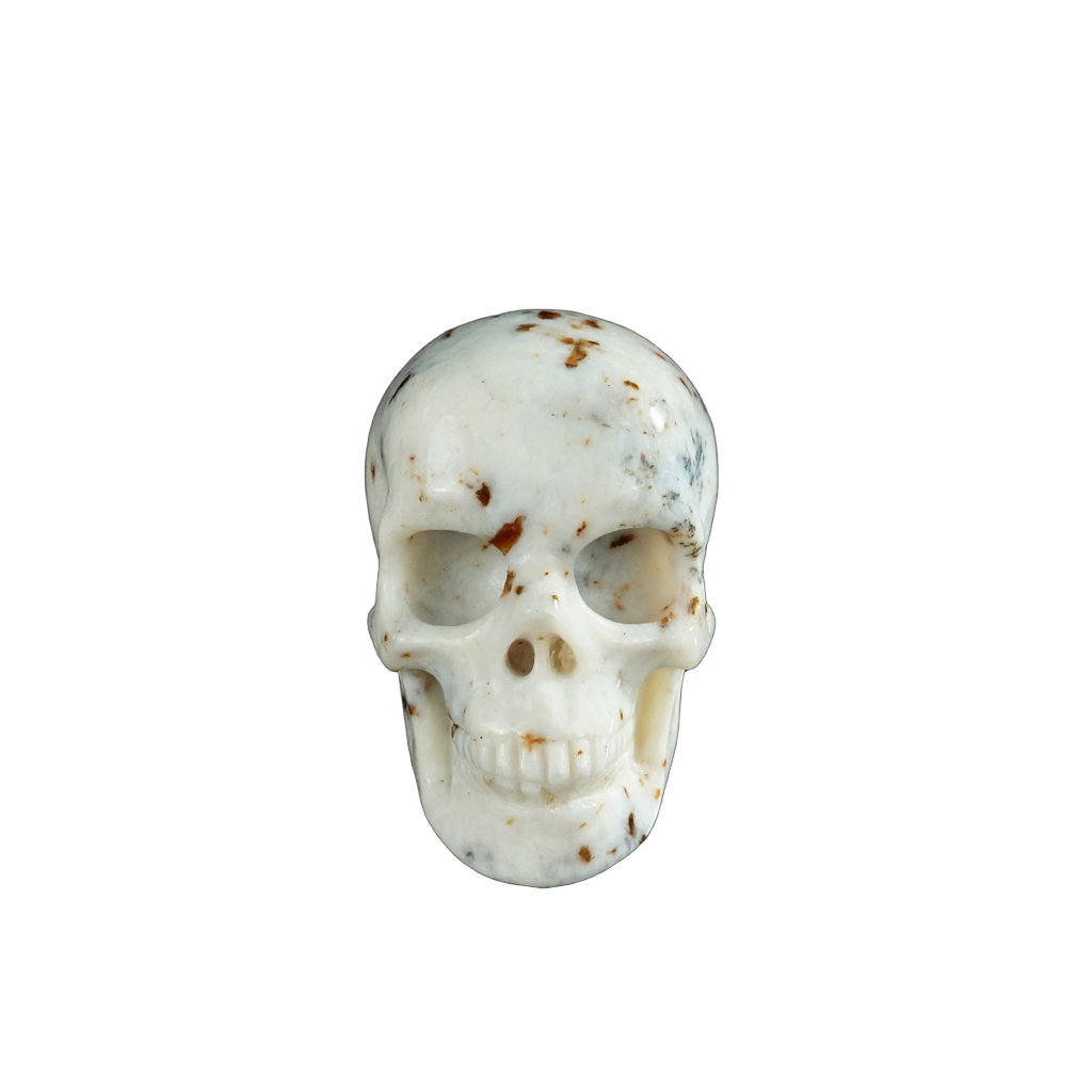 2.2" White Opal Crystal Skull Carving - Hand Carved Decor