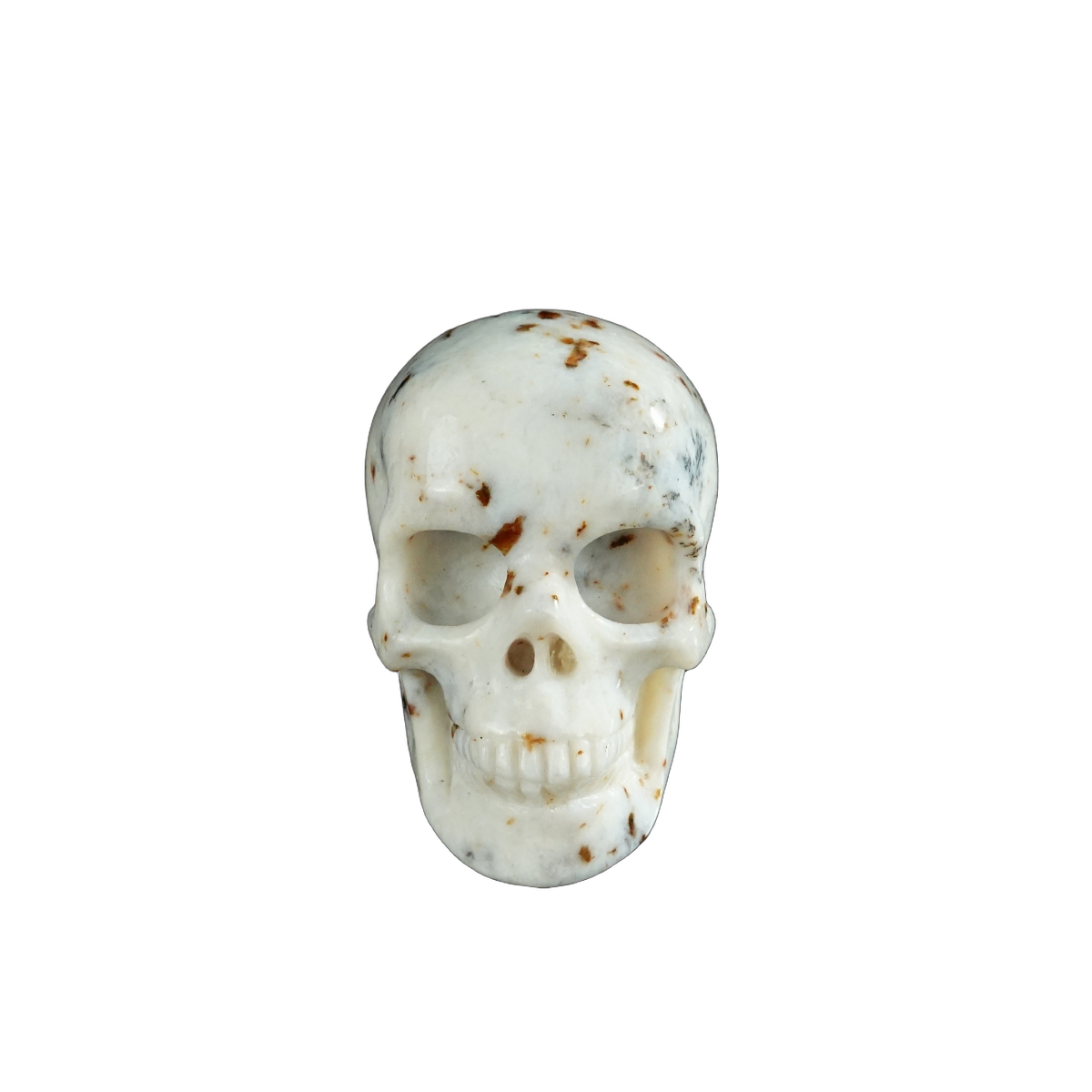 2.2" White Opal Crystal Skull Carving - Hand Carved Decor
