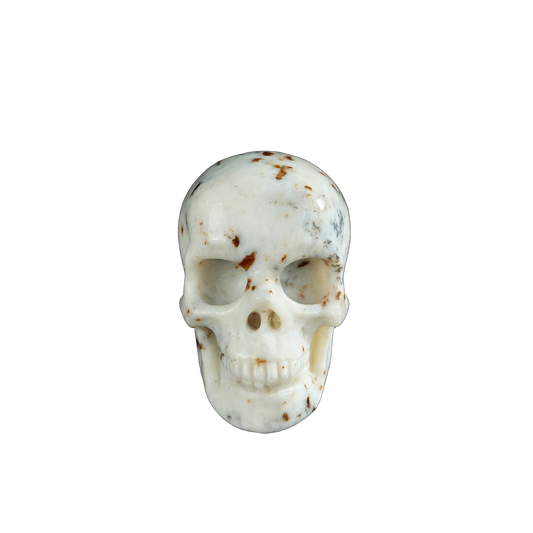 2.2" White Opal Crystal Skull Carving - Hand Carved Decor