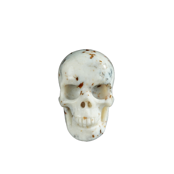 2.2" White Opal Crystal Skull Carving - Hand Carved Decor