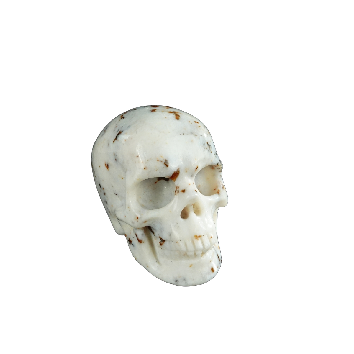 2.2" White Opal Crystal Skull Carving - Hand Carved Decor