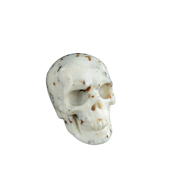 2.2" White Opal Crystal Skull Carving - Hand Carved Decor - alternate view